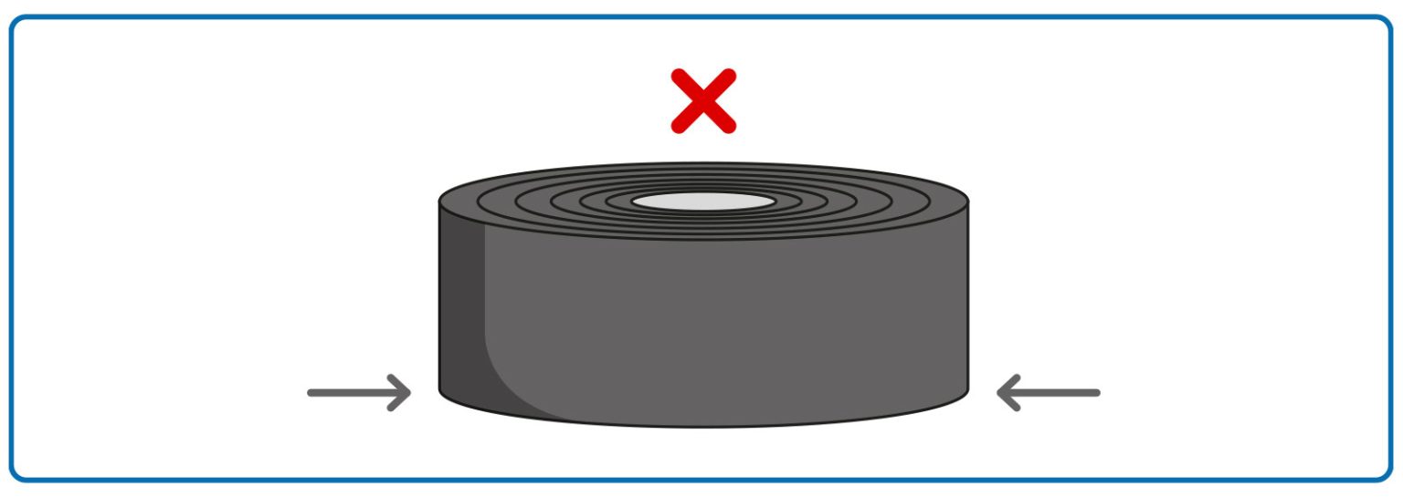 Incorrect flat storage of conveyor belts